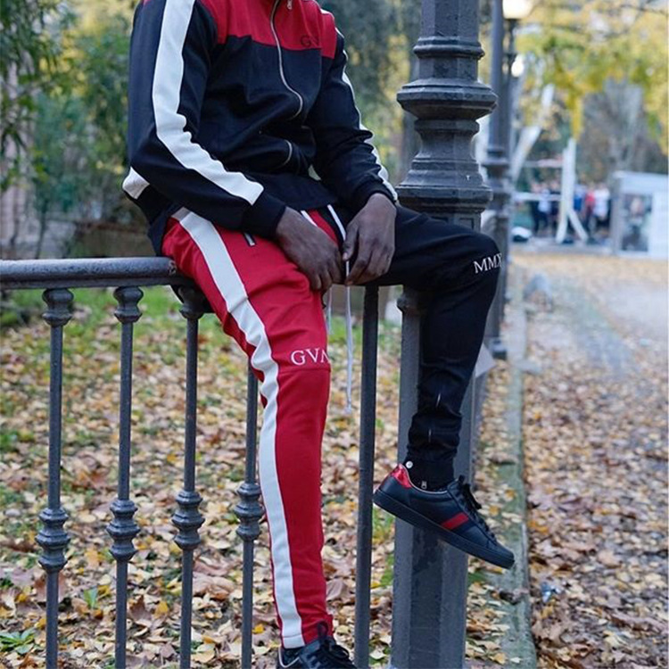 2019 primavera nuevos Pantalones deportivos para hombres costura Stretch Slim fitness pantalones hombres pantalones casuales al aire libre