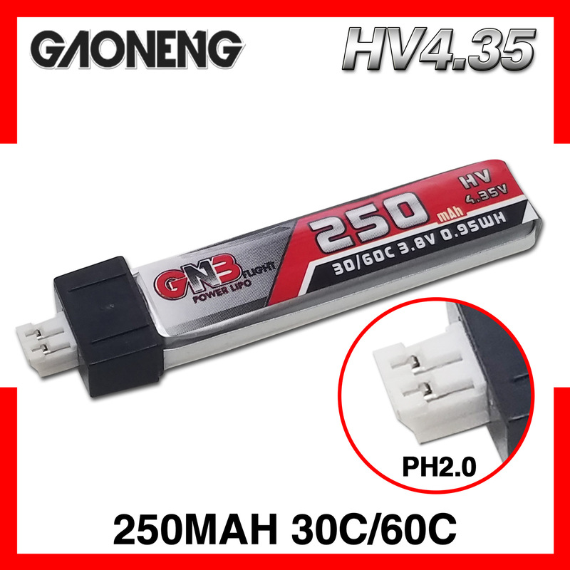 High Energy Gnb 250Mah 1S 3.8V 30C Hv Model Aircraft Drone Fpv Lithium Battery Gaoneng Lipo