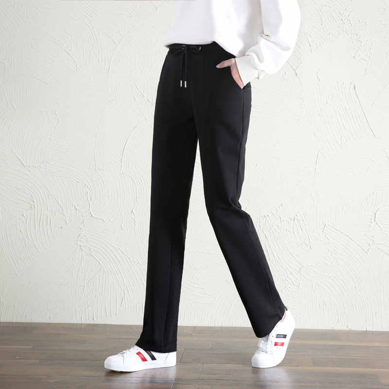 Spring Sports Pants Women's Cotton Straight Pants Sweatpants Women's Casual Women's Trousers Lengthened Slim-fit Large Size Loose