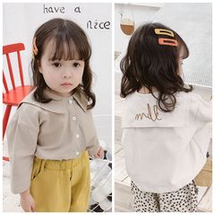 2024 Spring Kids' Clothing New Arrival Girl's Korean Style Spring Embroidered Big Collar Spring Shirt 19017