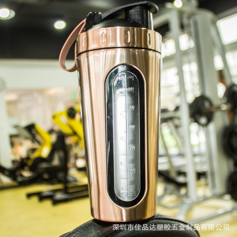 Transparent stainless steel protein powder shake Cup with scale gym portable meal replacement milk shake Cup factory supply