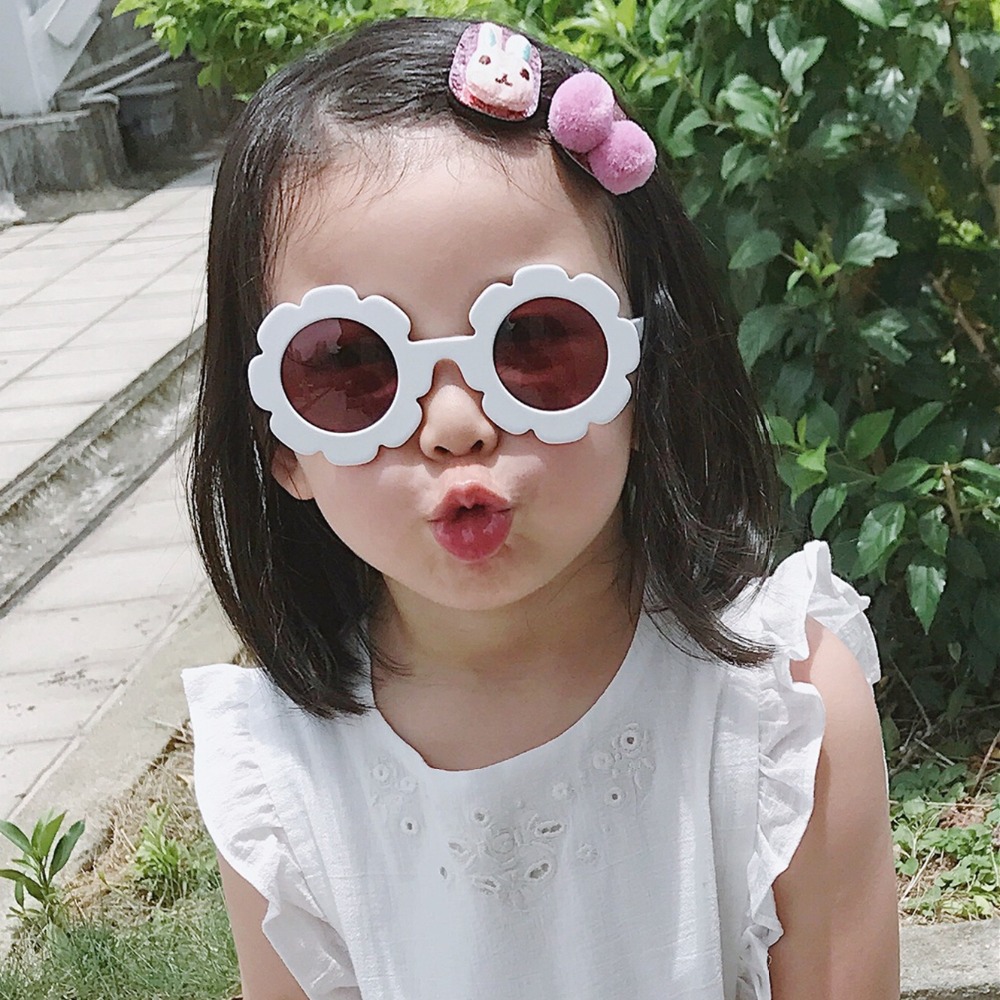 New cute sun flower children's sunglasses men and women all-match concave shape personalized baby anti-ultraviolet sunglasses