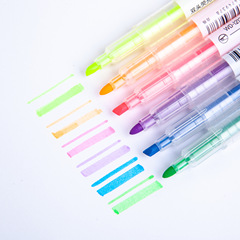 6-color dual-tip fluorescent pens, single pack, candy-colored notebook diary marking pens, light color decorative markers