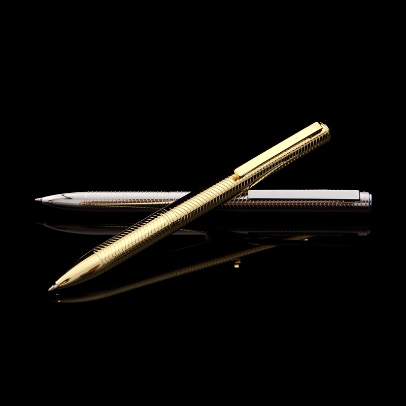 Fábrica al por mayor metal galvanoplastia giratoria bolígrafo negocio publicidad regalo aceite pluma impresa LOGO entrega de una sola pieza