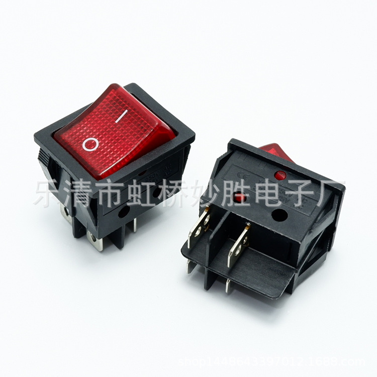 大KCD4双卡四脚两档带灯大D4双耳朵220V船型翘板电源开关铜脚