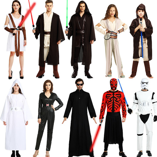 Halloween costumes for adults Star Wars white warrior clothes black robes anime lightsaber American movie costumes for men