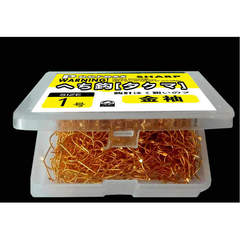 Boxed fish hooks with gold sleeves, spiny without barbs, sold in tubes, with holes and rings, sleeve hooks, loose fish hooks