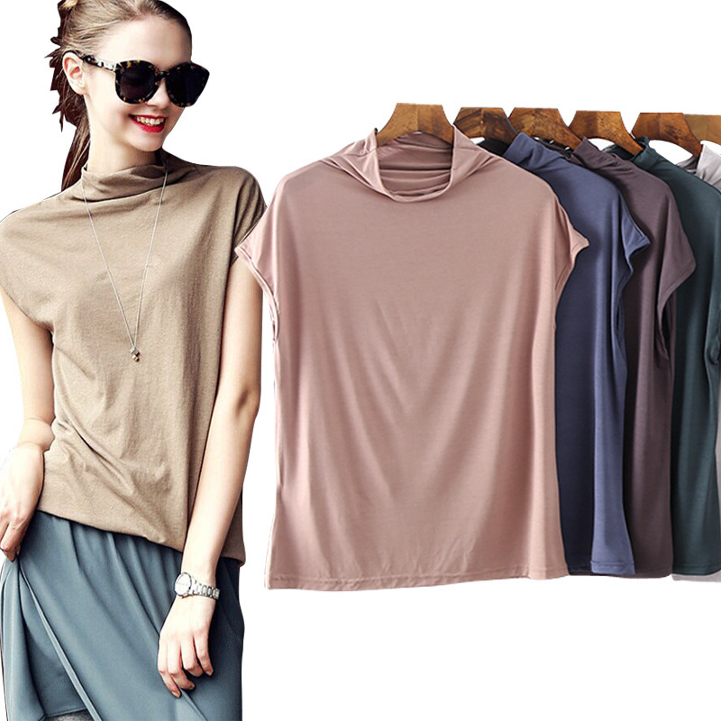 Bit Cotton Sleeveless T-Shirt for Women, New Summer Style, Thin High-Neck Base Shirt, Simple Slim-Fit Slimming Top Bit Cotton Sleeveless T-Shirt for Women, New Summer Style, Thin High-Neck Base Shirt, Simple Slim-Fit Slimming Top