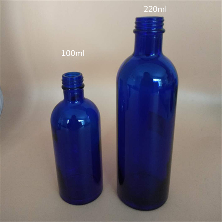 现货供应新款100ml蓝色玻璃瓶花水瓶精油瓶香水瓶太阳水瓶