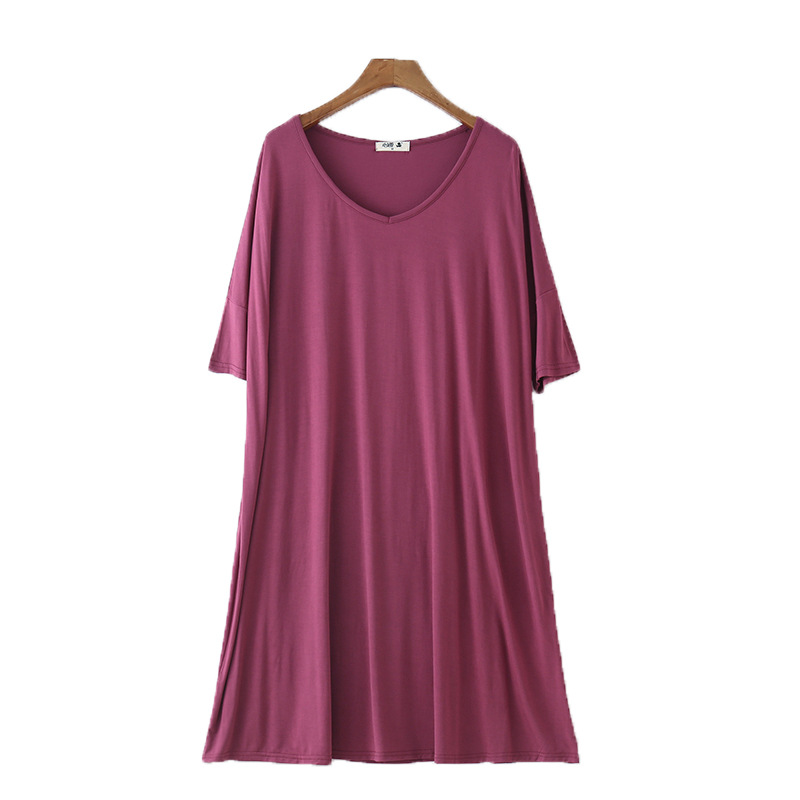 Foreign Trade Spring and Summer New Mid-Length T-Shirt Dress Mid-Sleeve Large Size Nightgown Modal Pajamas Plus Fat Plus Size