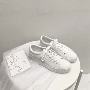 White Low-top Flat White Shoes Women's 2020 Spring Student's Korean-style ins All-match Harajuku Leather Canvas Shoes for Women