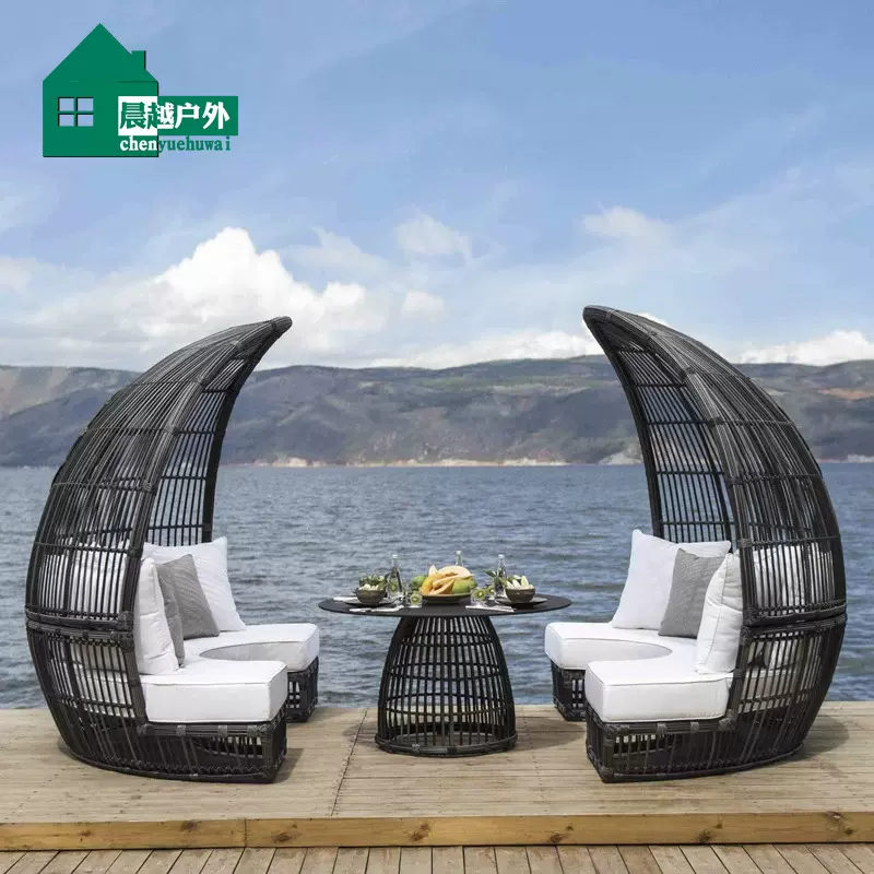 酒店阳光房大型创意休闲藤椅沙发鸟巢别墅豪华家具仿藤编户外家具