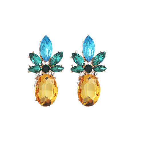 New creative trend cross-border jewelry European and American rhinestones crystal pineapple earrings personalized fruit earrings