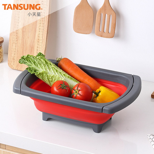 Creative foldable water basin portable outdoor folding water basin drain basket picnic water basin with water leakage function basin