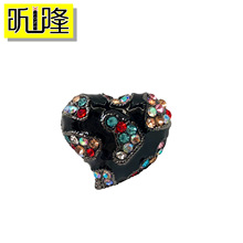 新款高档爱心滴油纽扣钮扣 合金水钻裘皮扣装饰扣 金属服装辅料