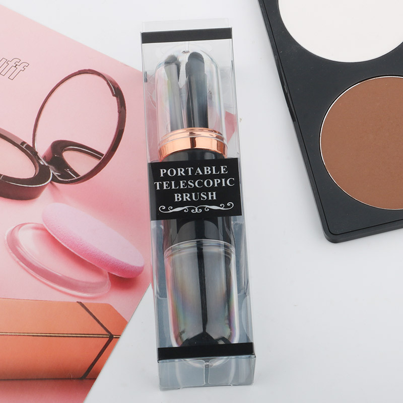 Cepillo telescópico cuatro en uno portátil cepillo de sombra de ojos herramienta de belleza color de la piel cepillo suelto único Cepillo de maquillaje multifuncional