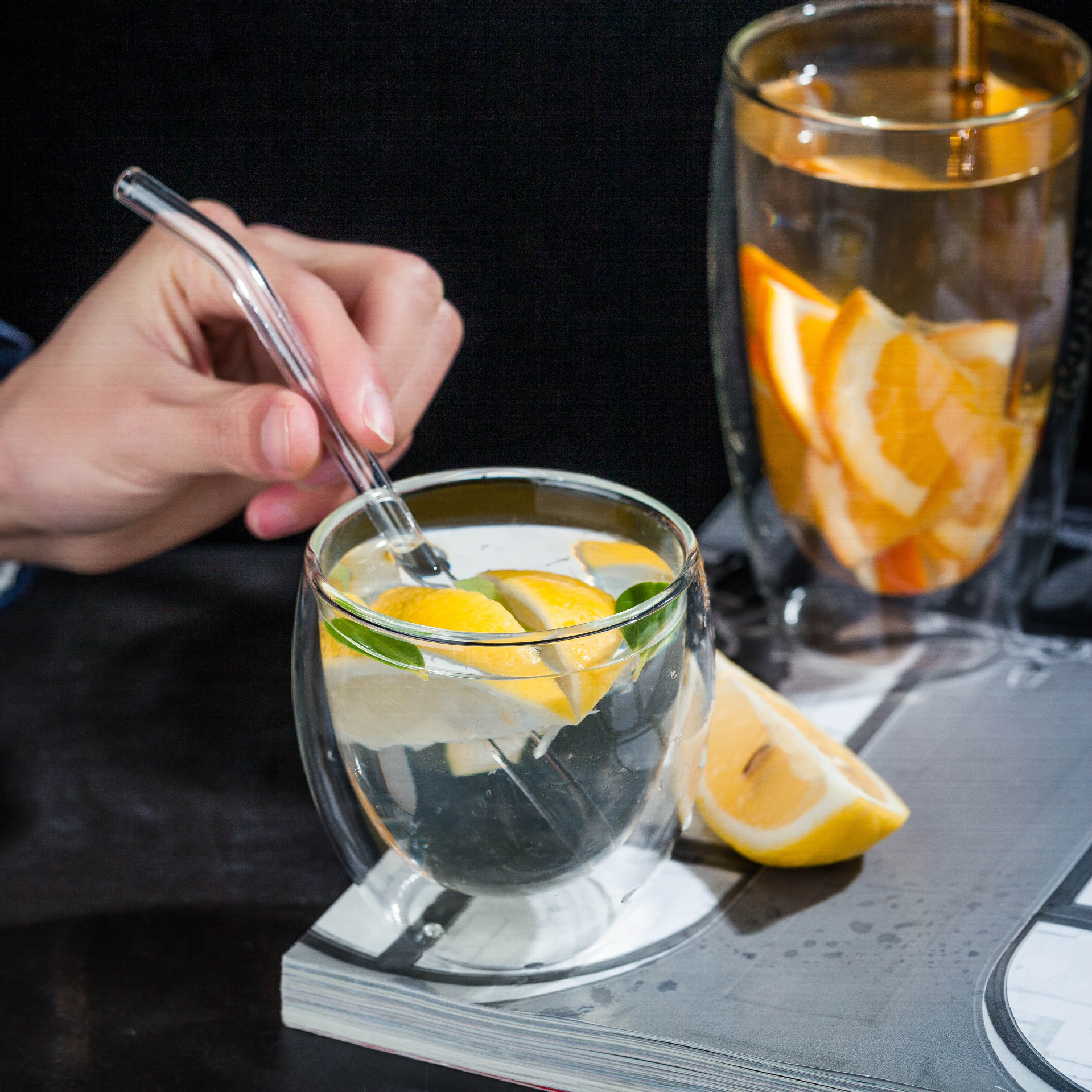 Copa de doble capa de vidrio resistente al calor taza de café engrosada transparente de doble capa taza de jugo de doble capa Bienvenido a la orden