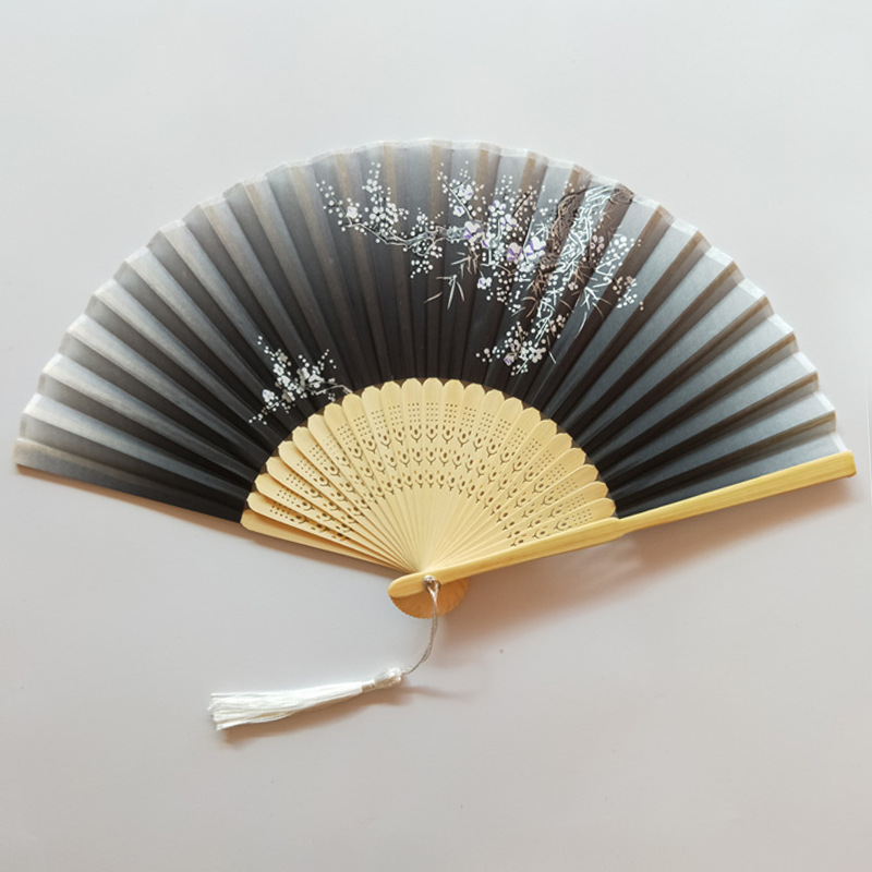 Ventilador de bambú al por mayor, elegante y compacto cheongsam accesorios de ropa Han, ventilador plegable, regalo, ventilador artesanal