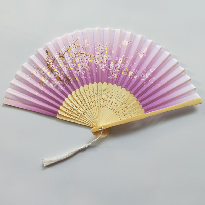 Ventilador de bambú al por mayor, elegante y compacto cheongsam accesorios de ropa Han, ventilador plegable, regalo, ventilador artesanal