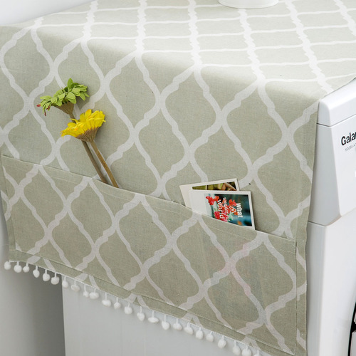 Gray green rhombus geometric modern simple refrigerator cover cloth single door refrigerator dust cover drum washing machine cover cloth