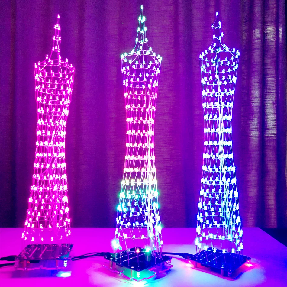 DIY Guangzhou Tower Kit (Guangzhou Xiaoman) — красочный LED музыкальный спектр, USB питание