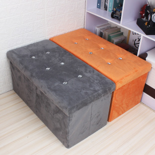 Crystal Soft Velvet Cloth with Diamonds Foldableable Storage Stool Shoe Changing Stool Sofa Stool Sundry Storage Stool Fitting Room Storage Box