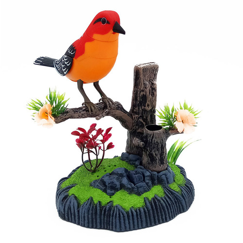 [Voice Controlled Bird Collection-506] Simulated bird electronic pets, electric induction and interesting creative pen holder decorations