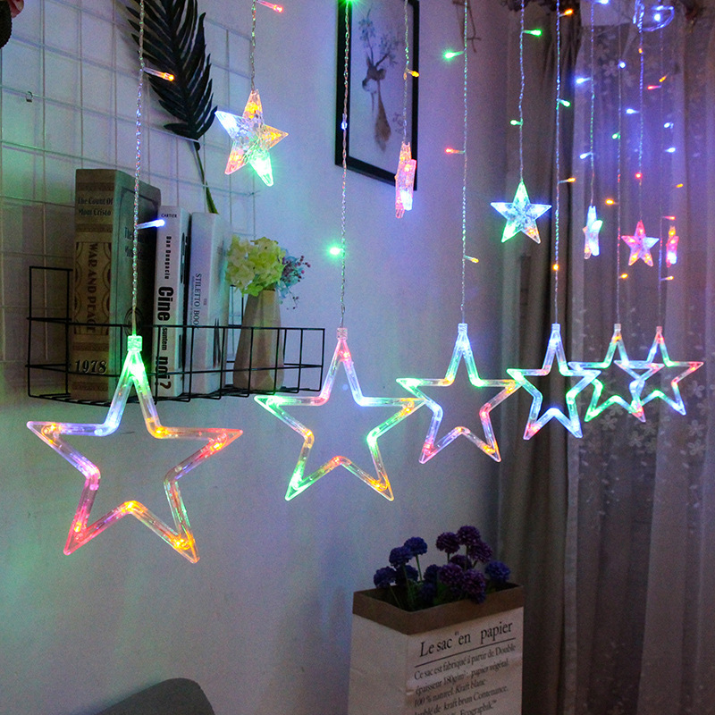 led Star string lights wedding lighting five-pointed star curtain lights all over the Sky star interior decoration lights