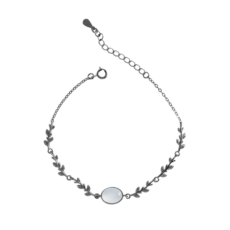 Wanying Jewelry Leaf Bracelet Women's S925 Sterling Silver Korean Style Mori Style Girlfriend Gift ins Cold Style Light Luxury Accessories