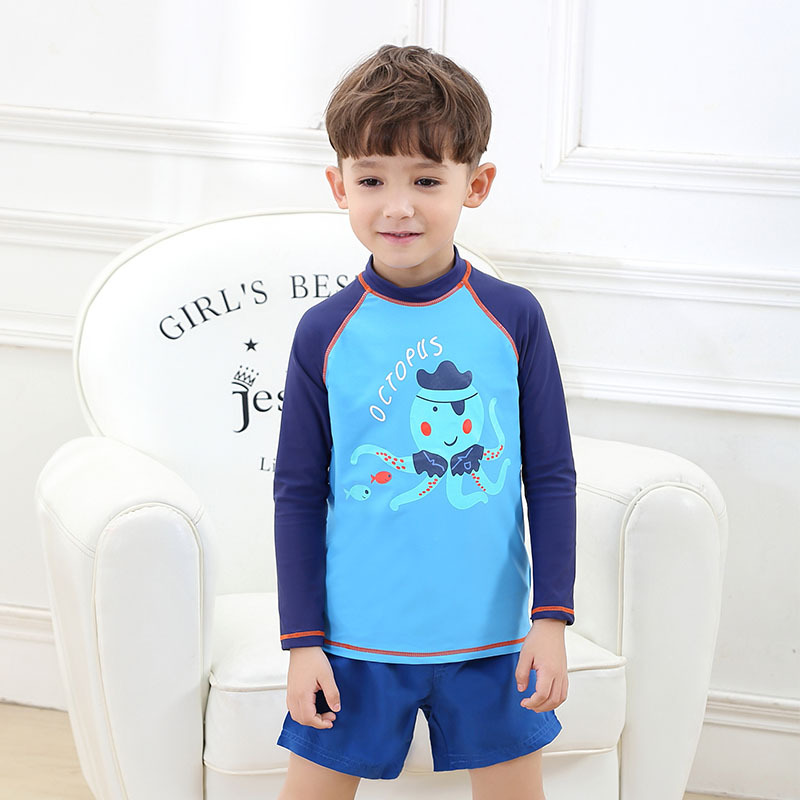 Children's blue cartoon beach long-sleeve