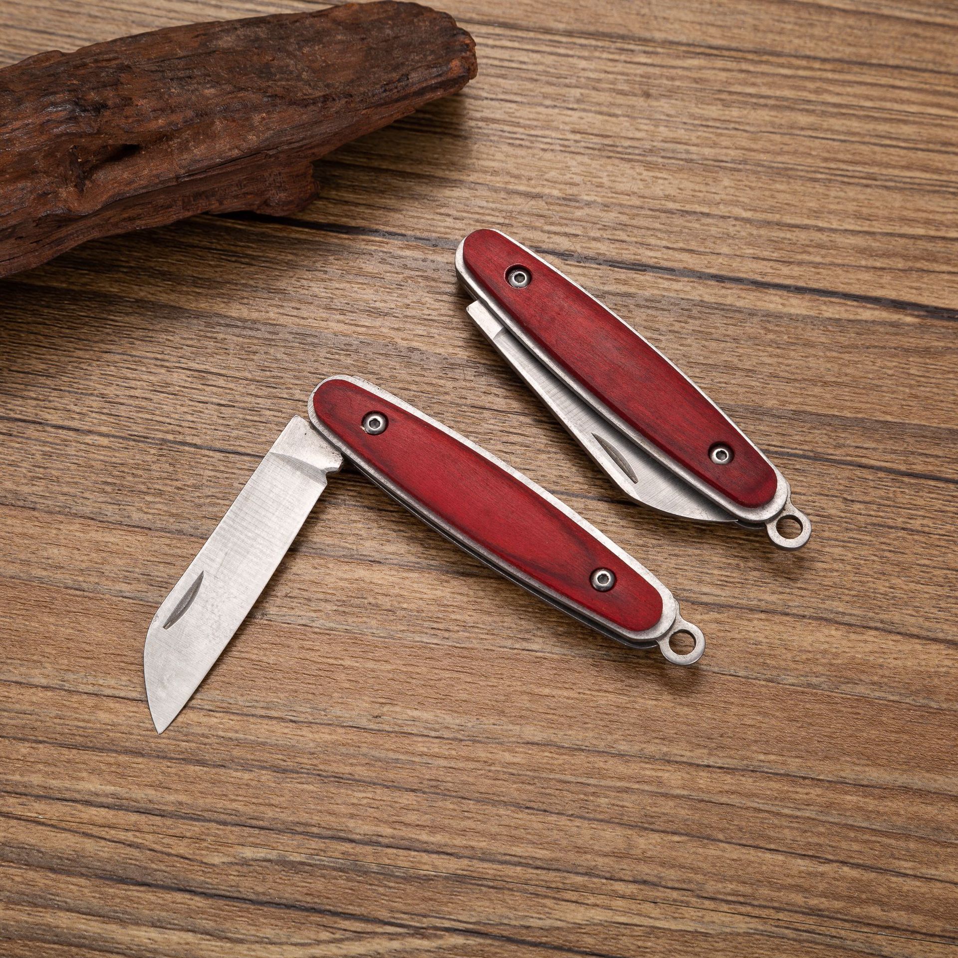 淳美小刀8111不锈钢红木折叠水果刀高档多功能户外求生刀平南
