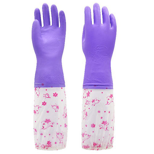 East Asia 808-4 dishwashing gloves extended rubber plus velvet winter thickened warm anti-slip household laundry housework gloves
