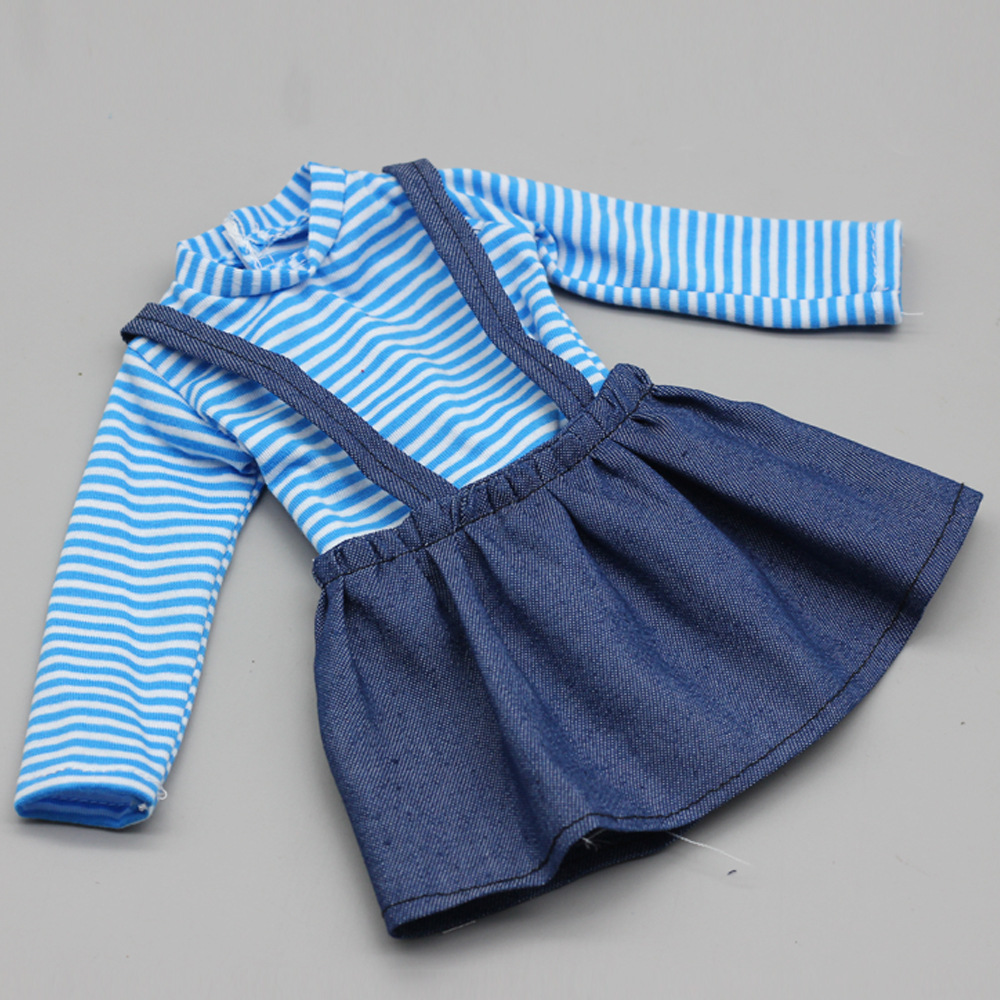 Long -sleeved blue+skirt