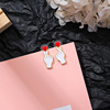 Silver needle, fashionable red earrings, silver 925 sample, 2020, simple and elegant design, internet celebrity