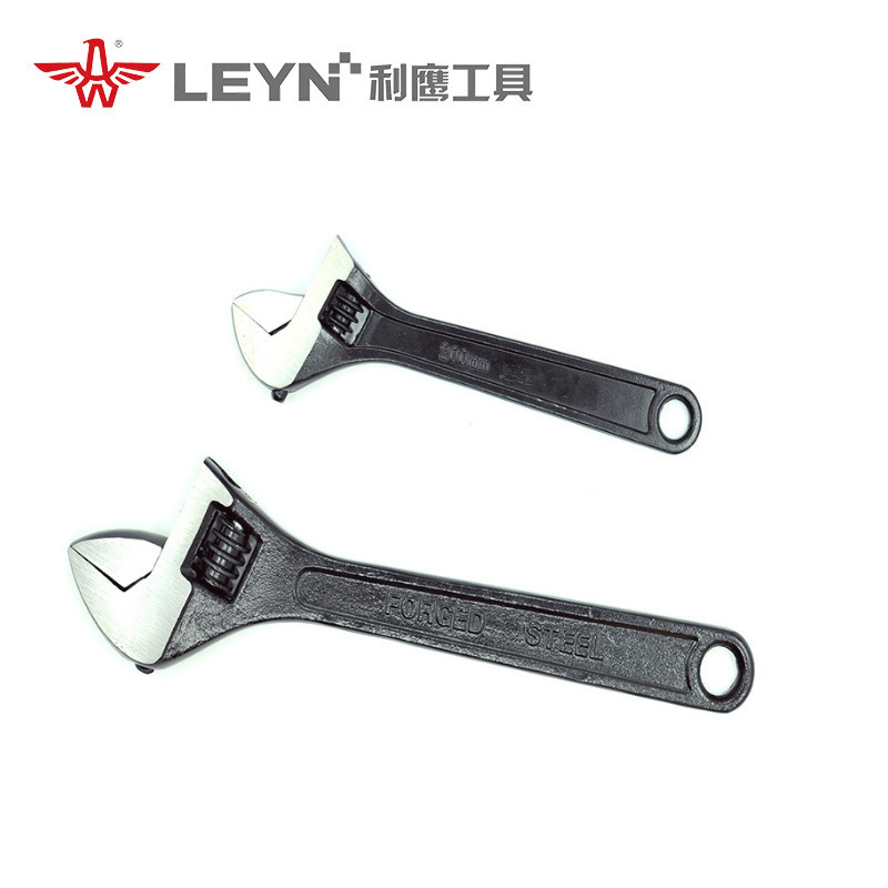 五金厂家直销6-18寸发黑光柄活扳手 两用多功能手动扳手活口自锁