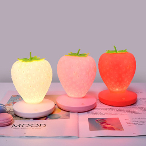 Creative home strawberry night light USB charging bedside decoration atmosphere light new and unique led silicone eye protection table lamp