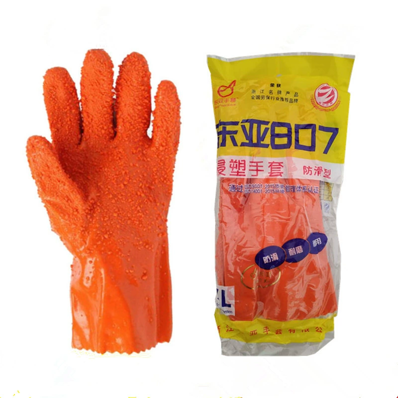 Восточная Азия 807 Dip Пластиковые противоскользящие перчатки Маслостойкие кислотостойкие и щелочные перчатки Внутренние хлопчатобумажные шерстяные перчатки по охране труда