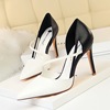 830-2 Korean Fashion Sweet High Heel Shoes Women's High Heel Shallow Notched Pointed Colored Hollow Out One Line Slim Sl