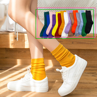 Socks Women's Spring and Summer Cotton Socks Mid-length Socks Academic Style Korean-style ins Trendy Personalized All-match Double Needle Long Barrel Stacked Socks for Women