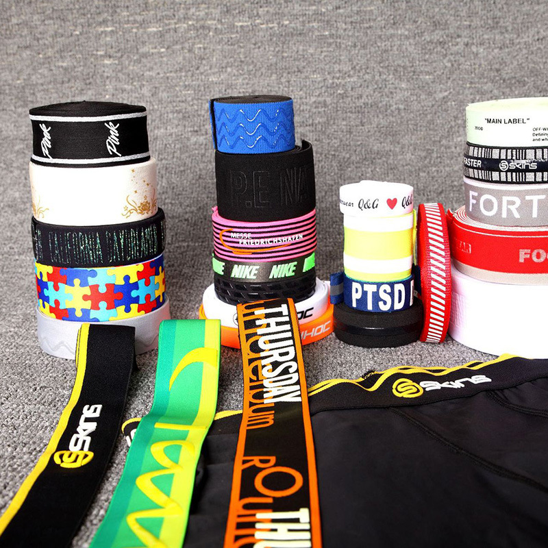 厂家硅胶丝网印花带波浪硅胶涂层防滑织带印刷字母弹力提花松紧带