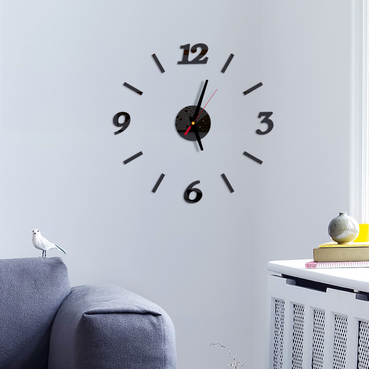 Factory supply diy acrylic mute clock creative acrylic mirror wall clock cross-border supply