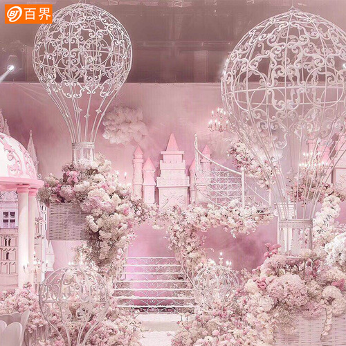 Baijie Wedding Props Iron Hot Air Balloon Ornament Romantic Wedding Stage Decoration Background Hot Air Balloon Decor Piece