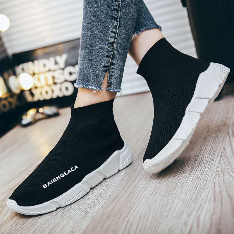 Elastic Sock Shoes for Women 2026 Spring Women's Shoes Non-Slip Soft Sole Fashion High-Top Sports Short Boots Comfortable Couple Style