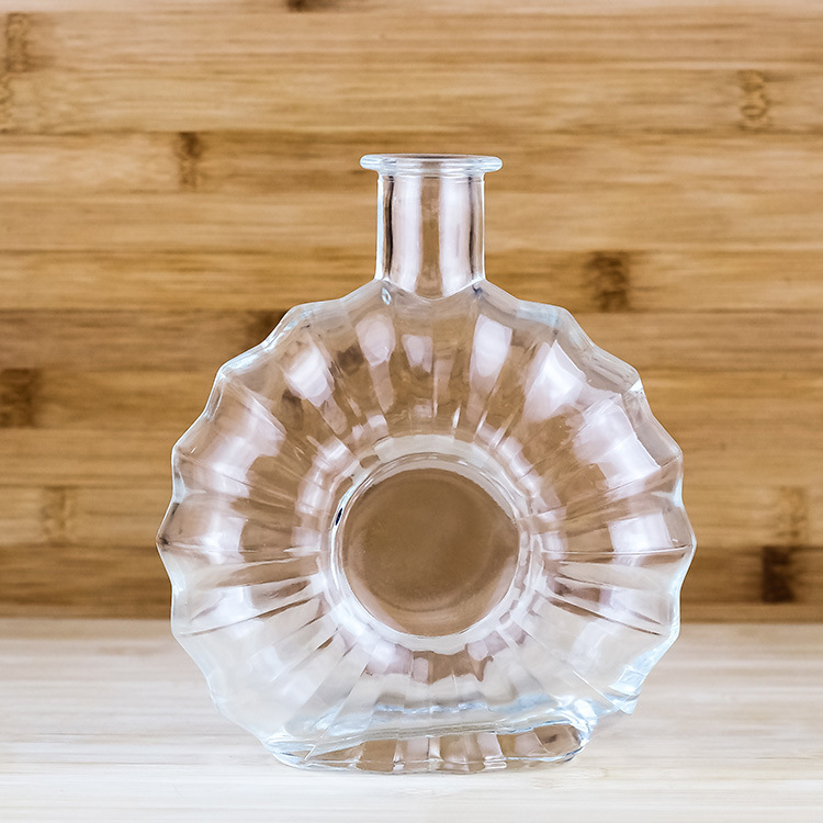 厂家批发供应750ml洋酒红酒xo白兰地玻璃瓶 高档木塞口扁圆白酒瓶