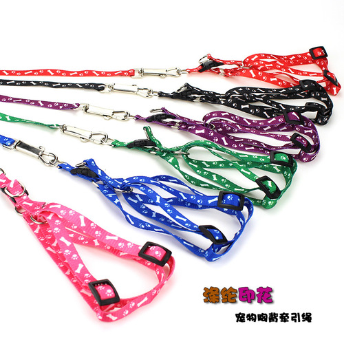 Wholesale Polyester Printed Pet Leash Dog Harness Cat Teddy Small Dog Leash Pet Supplies