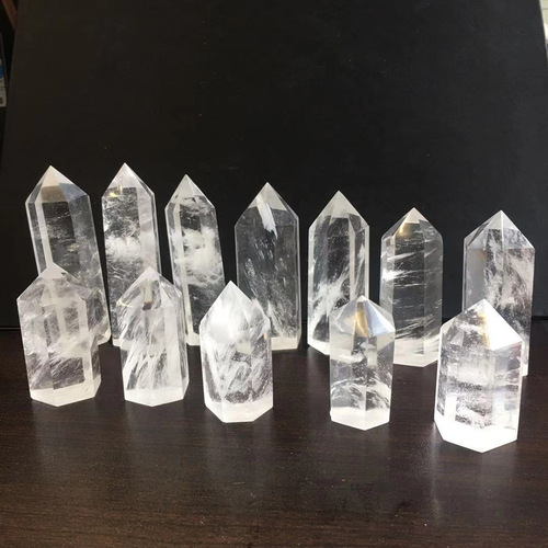 White smelting single-pointed crystal hexagonal prism, special for light field, single-pointed crystal column, hexagonal column degaussing energy crystal