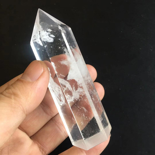 White smelting single-pointed crystal hexagonal prism, special for light field, single-pointed crystal column, hexagonal column degaussing energy crystal