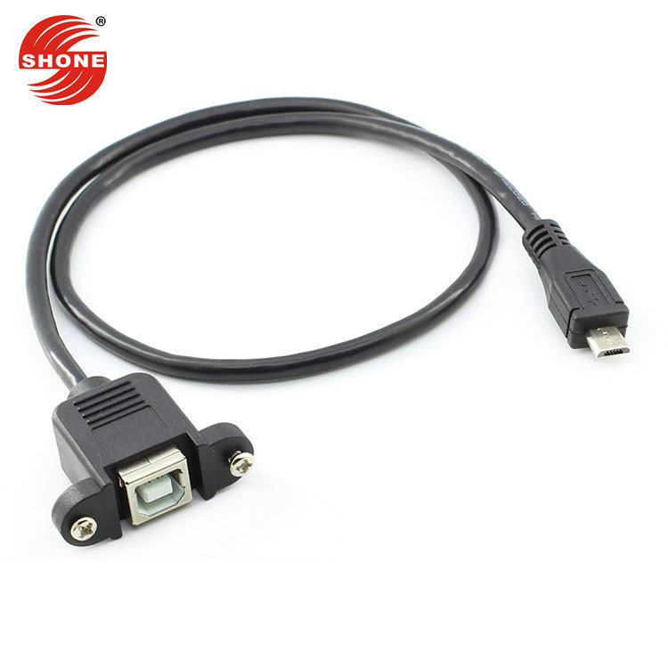 micro usb to B type female printing mother belt ear square mouth printing mother to Micro male belt screw hole wholesale
