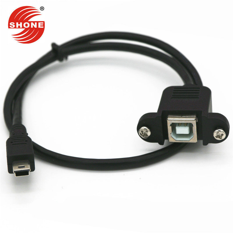 mini USB to USB-B female print line with screw hole mini USB to print Port female fixed wire copper