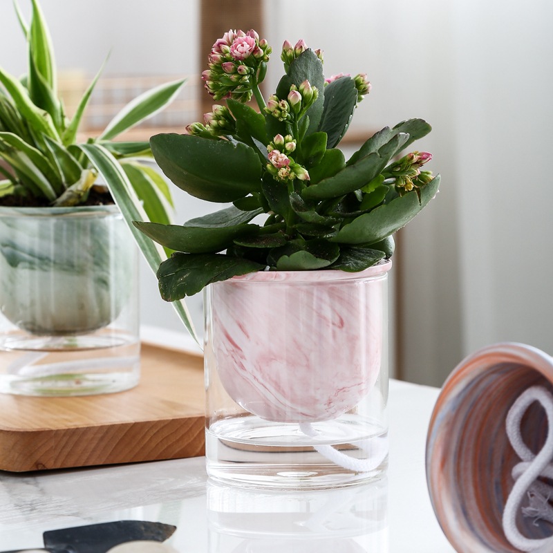 Creative marble ceramic glass flowerpot for home use
